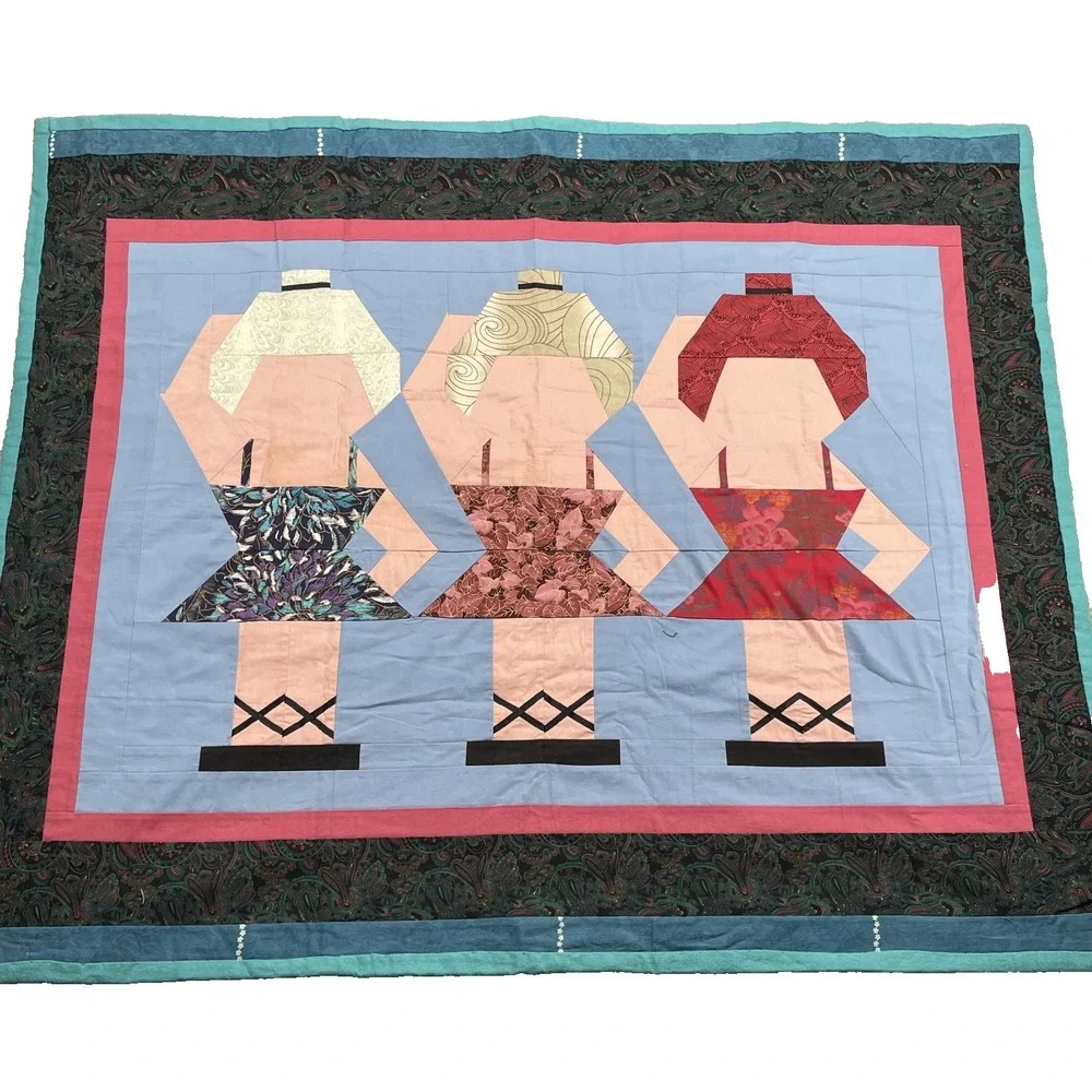 VTG Patchwork Blanket 35.5 x 40 Contemporary Boho Ballet Tapestry Retro Throw