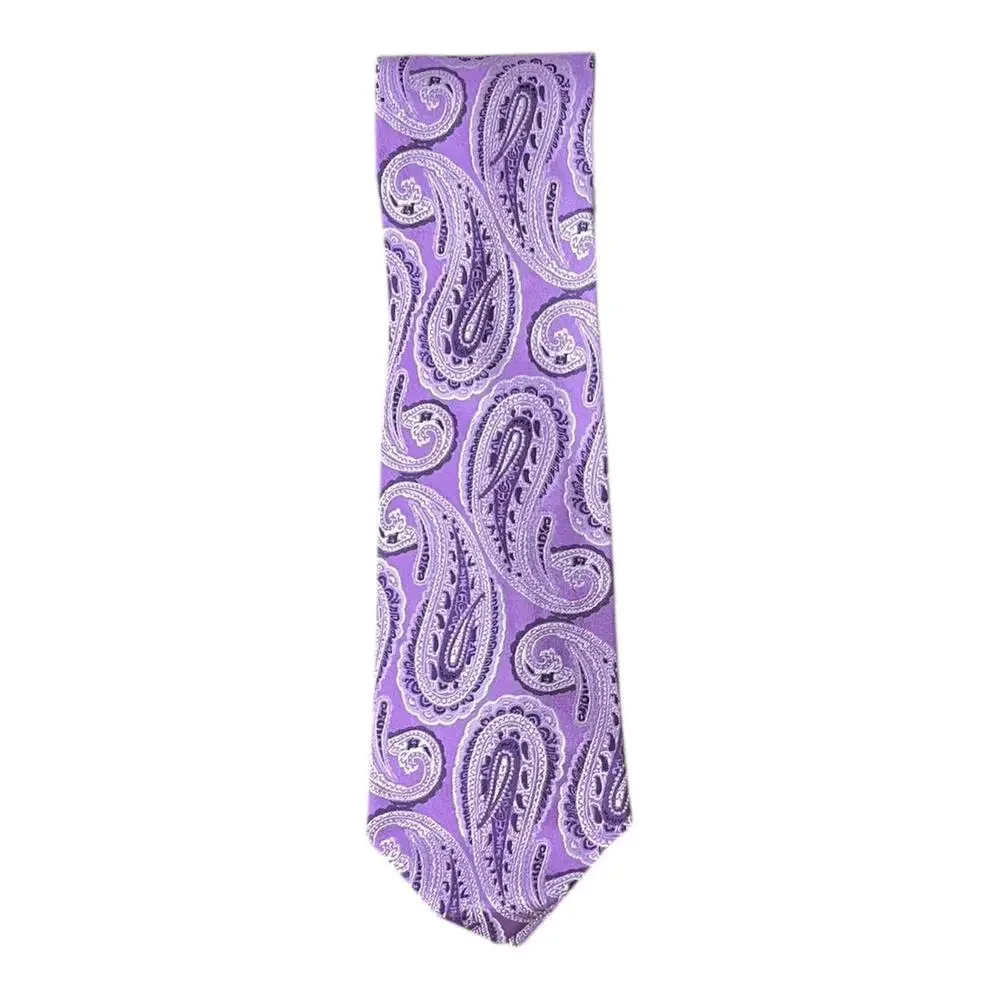 Hugo Boss 100% Silk Men's Tie Necktie Purple Paisley Made in Italy $98 NWT