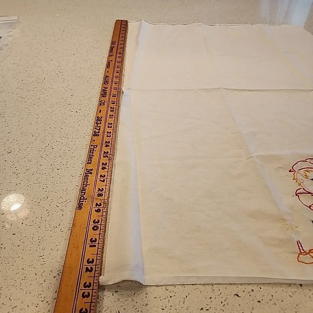 Vintage Cotton Kitchen Towel Embroidered Elf 33x22.5