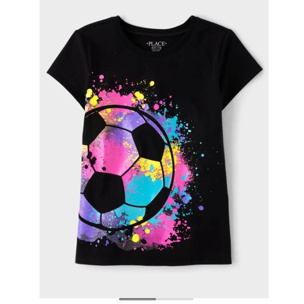 NWT The Children's Place Black Soccer Graphic Tee