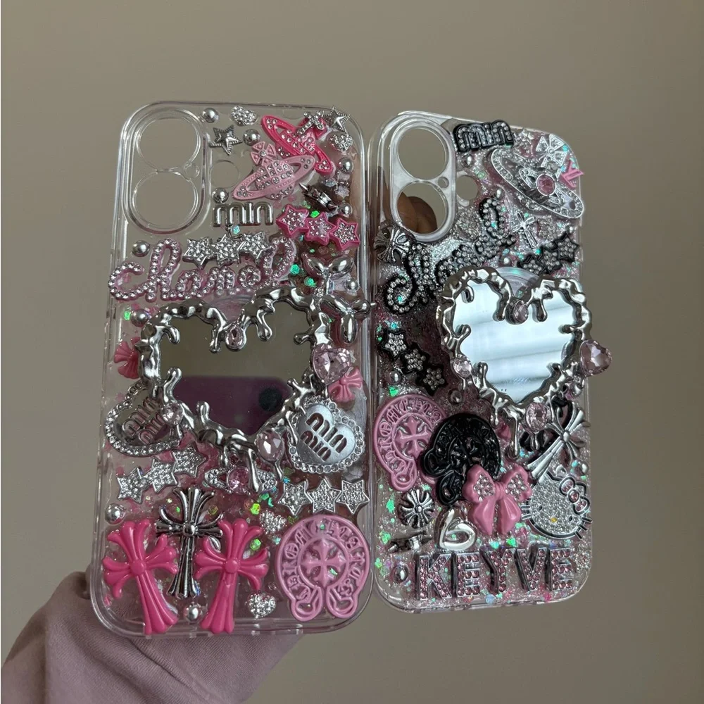 Decorative Pink and Silver Phone Case