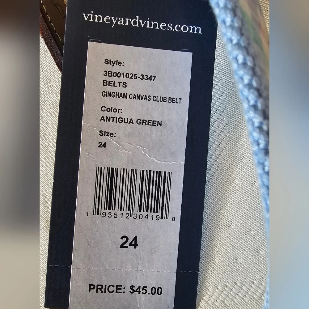 Vineyard Vines Belt Vineyard Vines Gingham Canvas Belt Green Blue Boy's Size 24