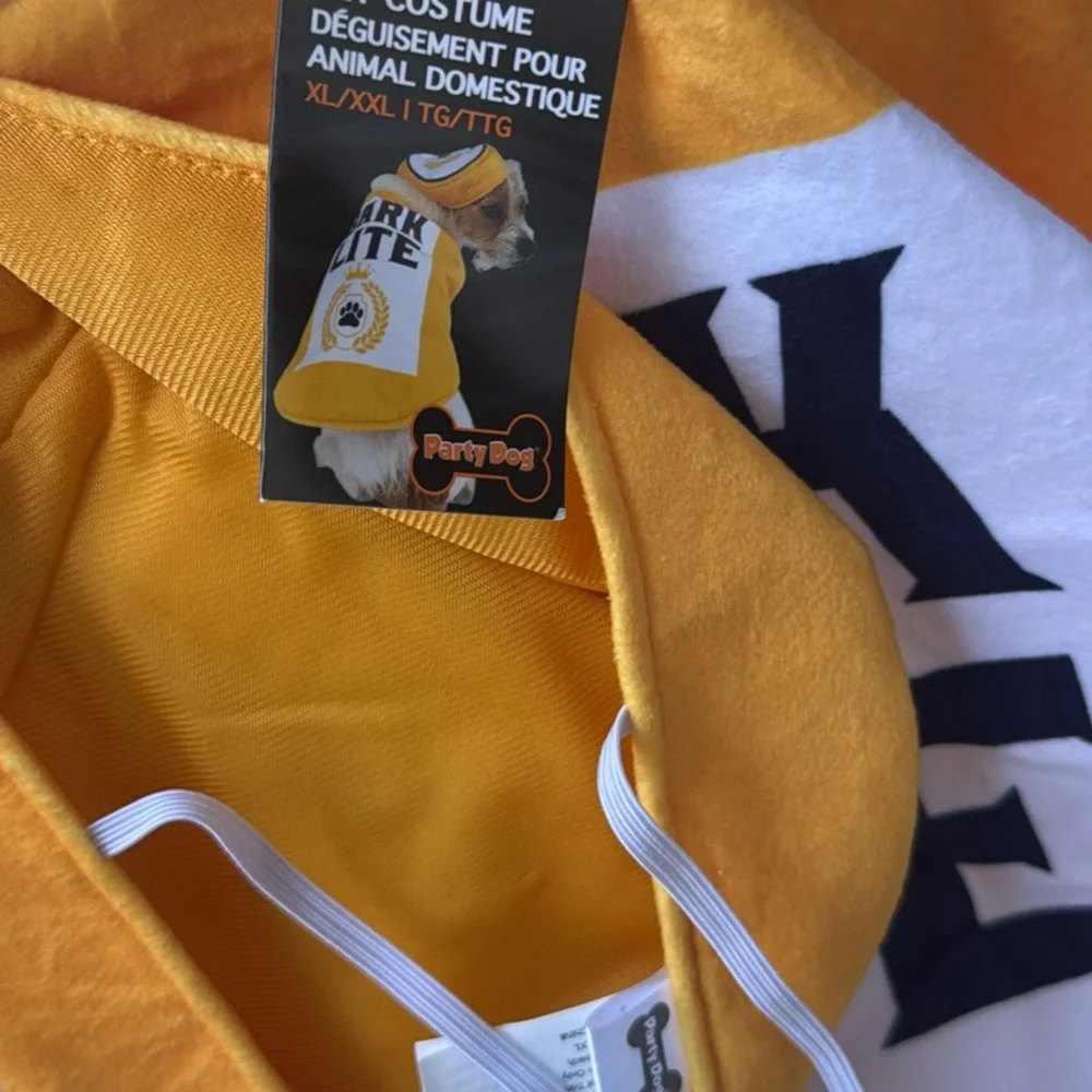 Bark Lite Dog Hoodie in Yellow and White Halloween Costume for dogs 2X