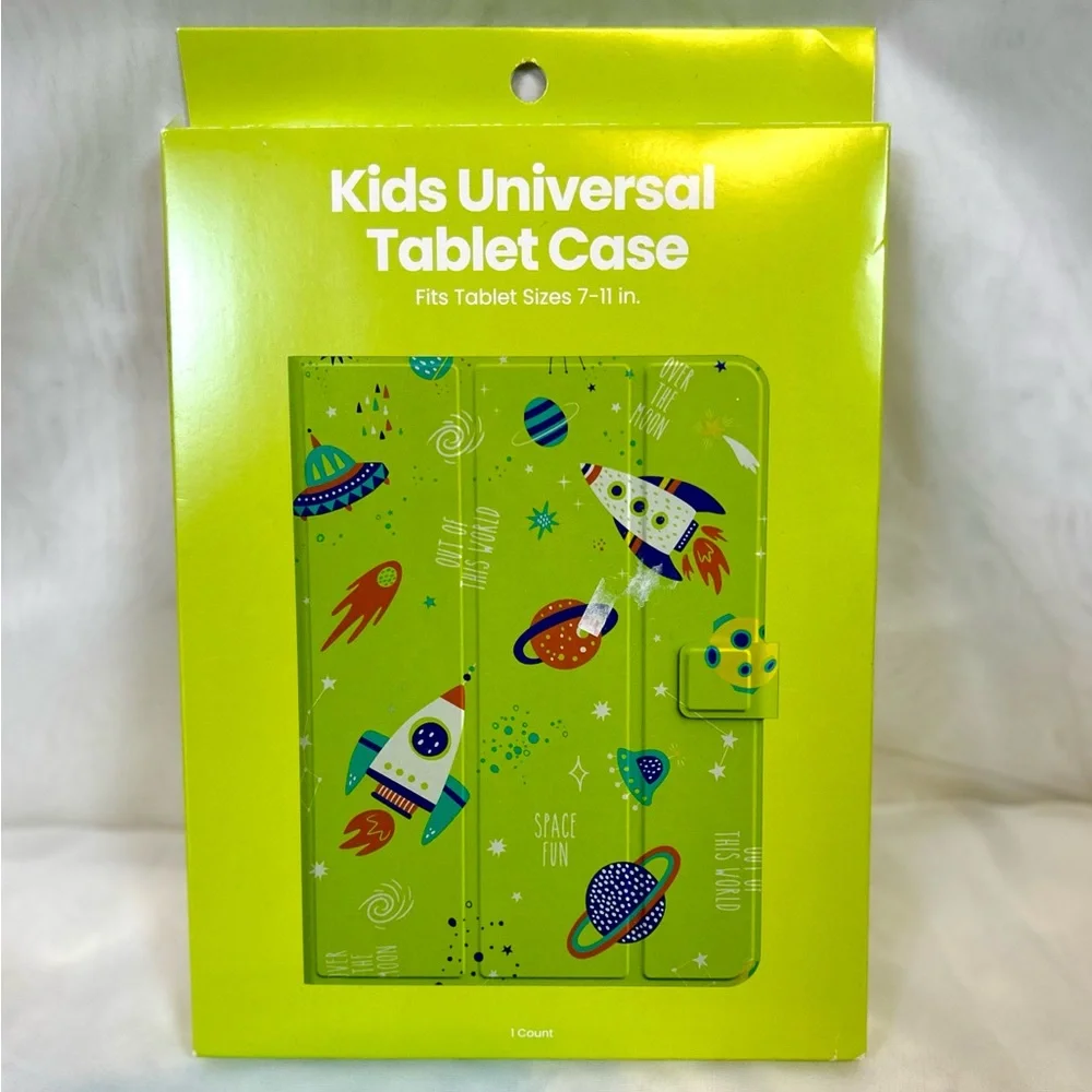 Kids Green and Space Themed Universal Tablet Case Fits 7-11 inches