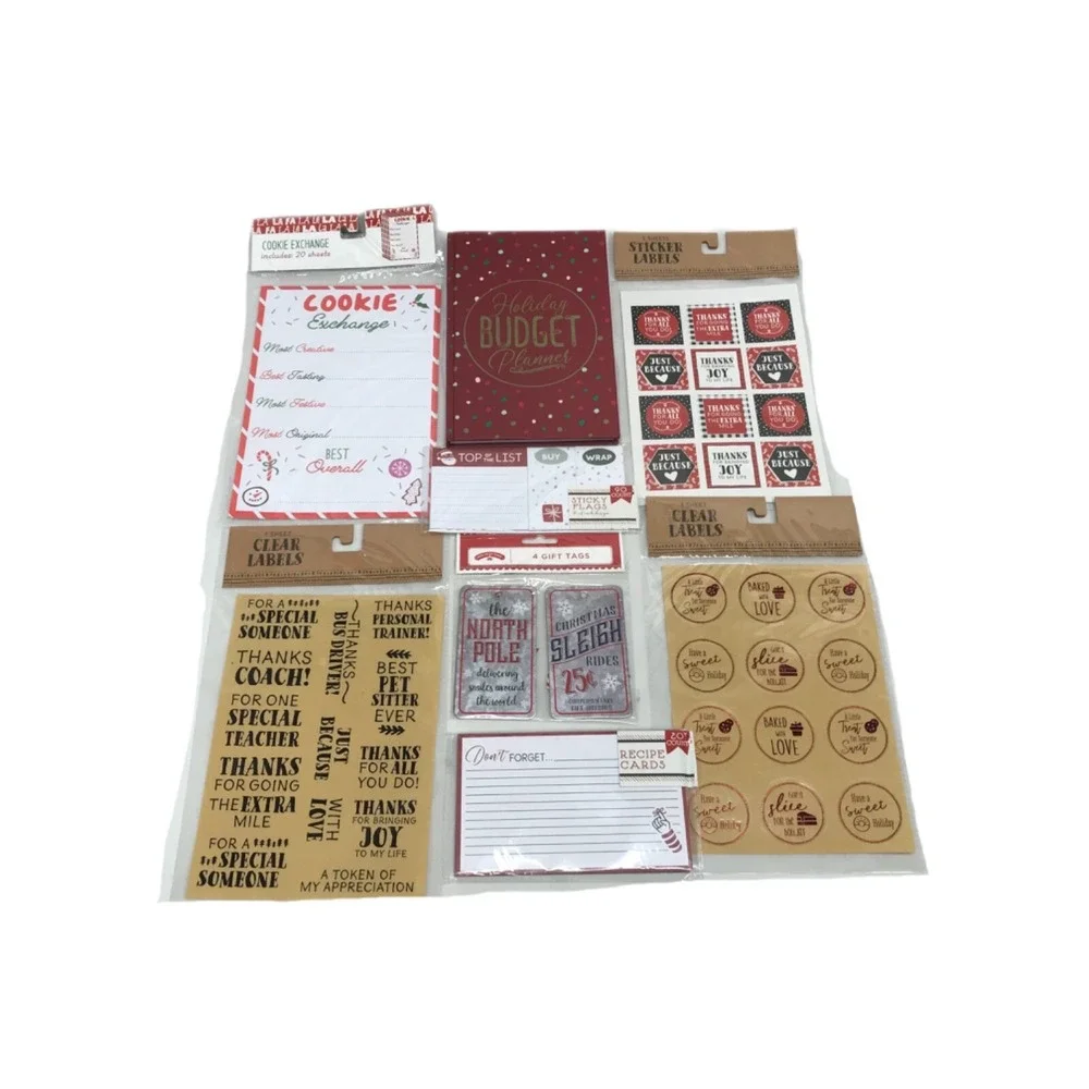8 Piece Holiday Budget Planner Bundle Recipe Cards Cookie Exchange Label Sticker