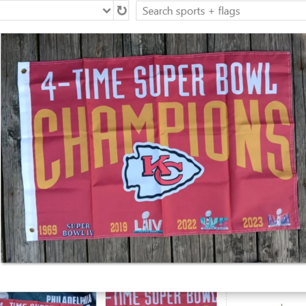 NEW Kansas City Chief 2x3 Double Sided NFL Flag 4 Time Super Bowl Championss