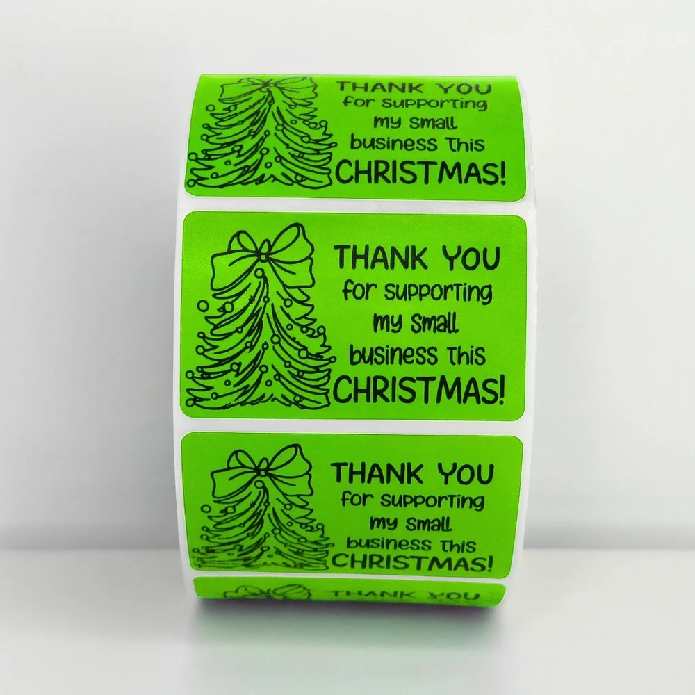 Christmas Thank You Stickers in Mint Green – Packaging Labels for business NEW