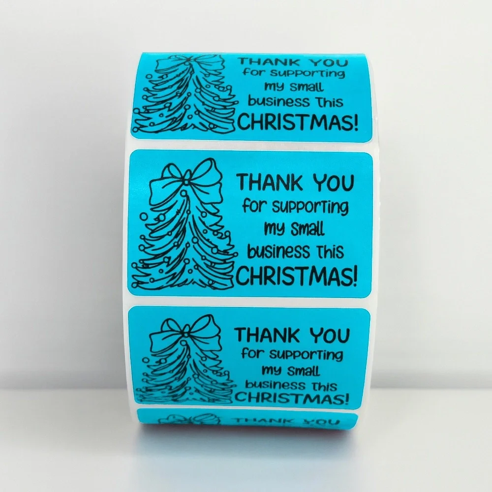 Christmas Thank You Stickers in Mint Green – Packaging Labels for business NEW
