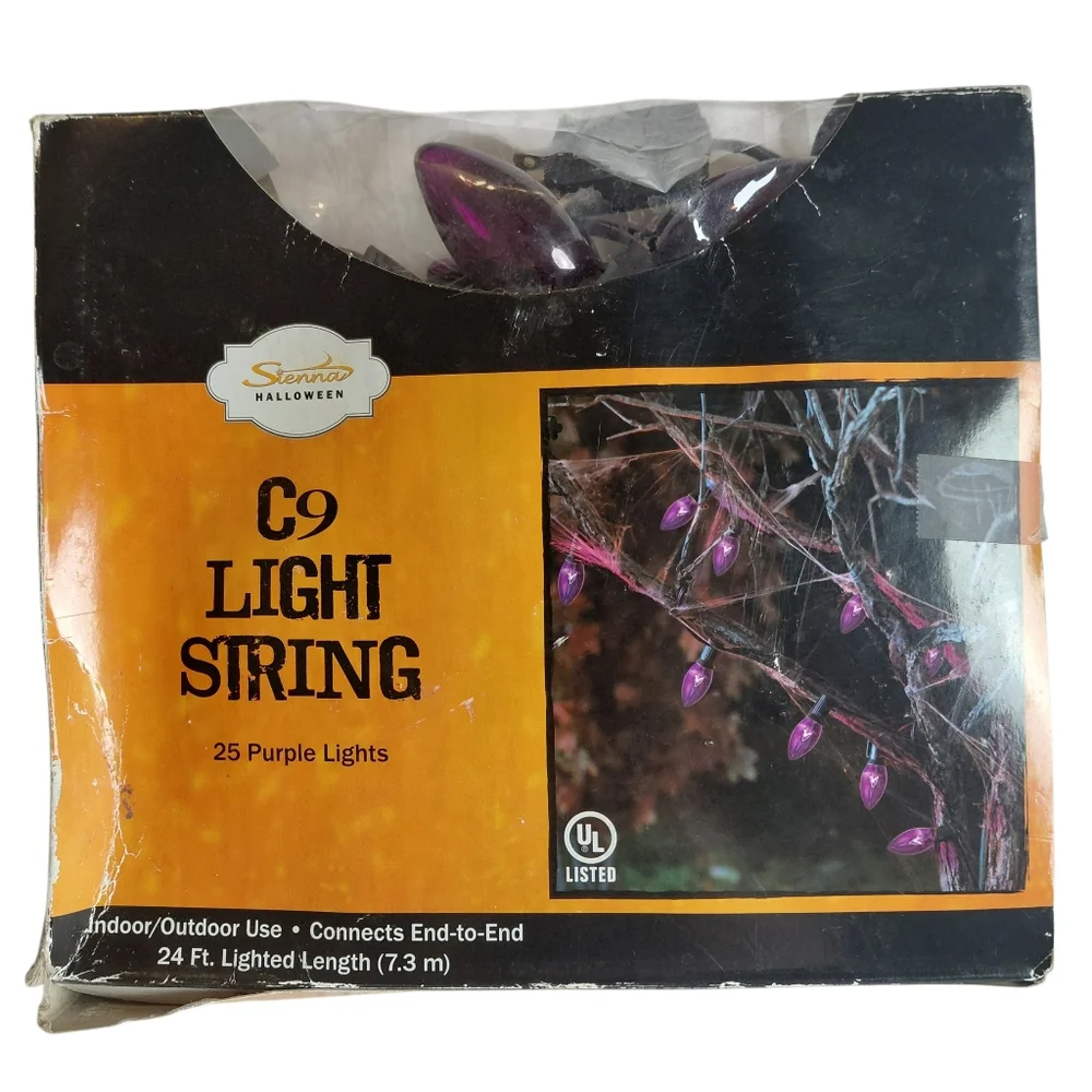 Halloween C9 Purple Light String 24 Ft. Indoor/Outdoor