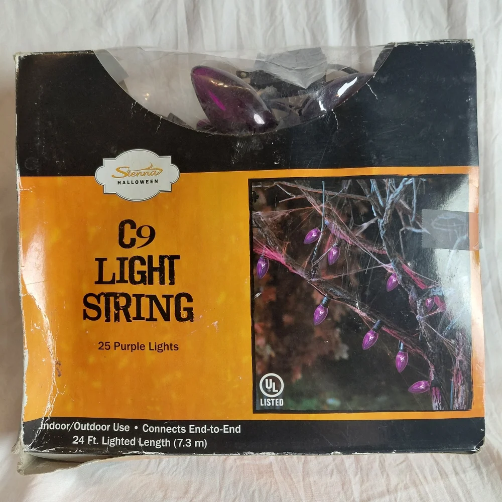 Halloween C9 Purple Light String 24 Ft. Indoor/Outdoor
