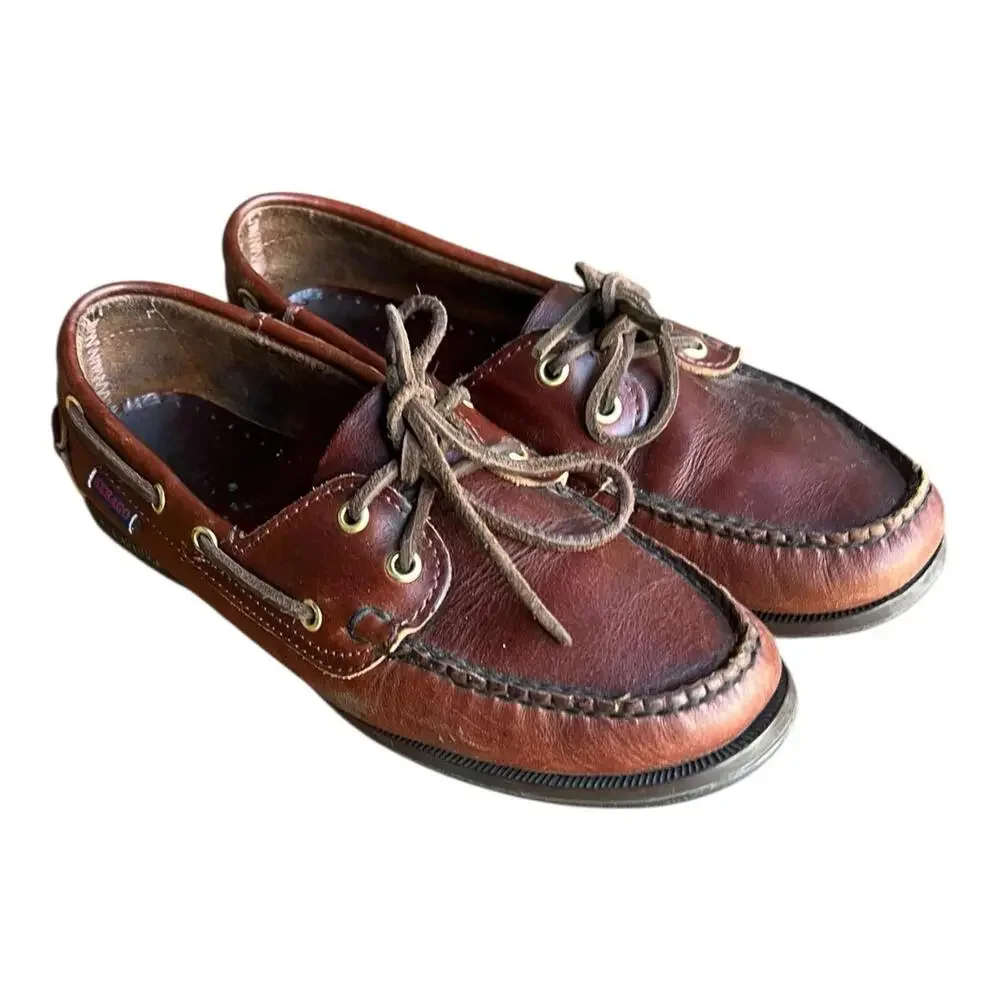 Sebago Schooner Brown Oiled Waxy Deck Shoes Women’s Size 7 Preppy Outdoor