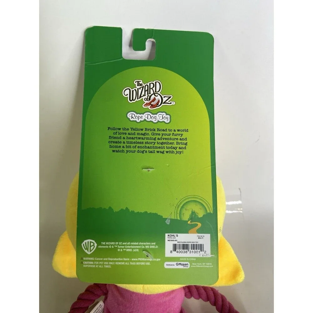 NEW Wizard Of Oz Glinda the Good Witch Plush Rope Dog Toy With Squeaker