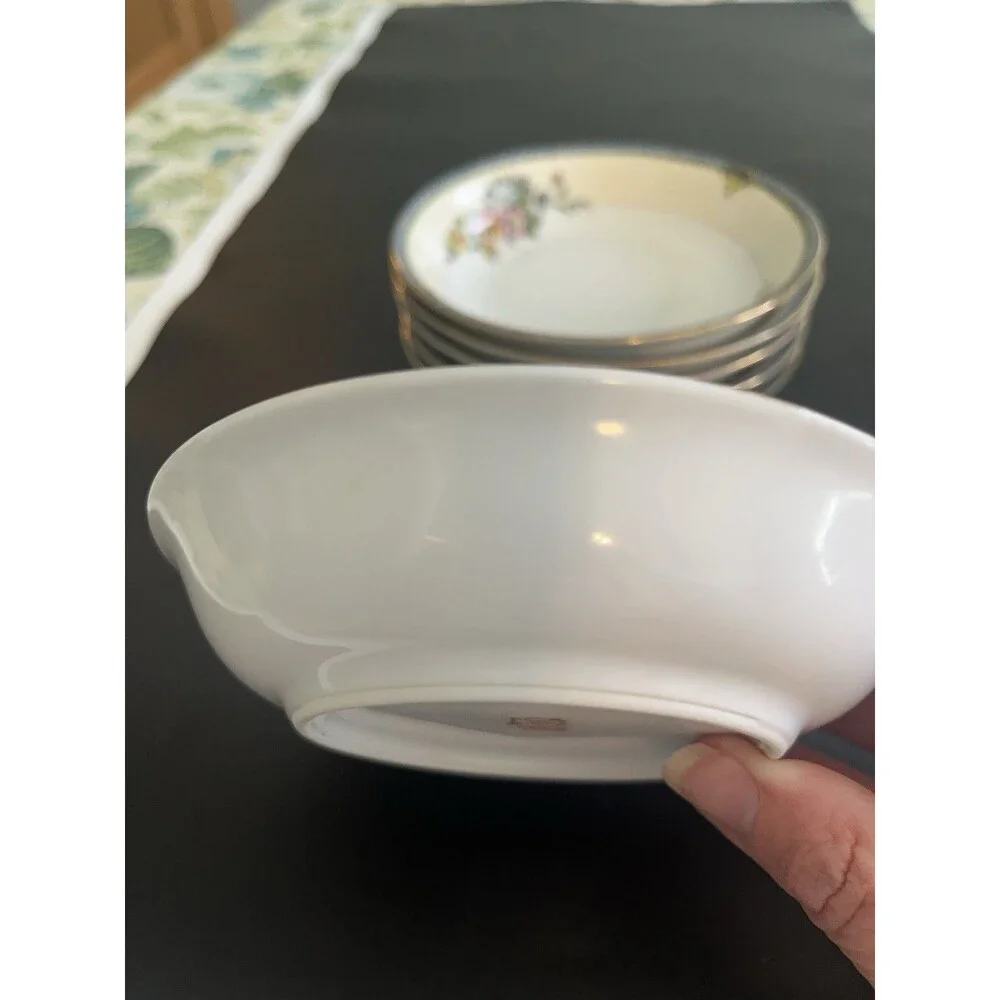 Antique 1920’s Noritake Grasmere Floral 5.25” Custard Berry Dessert Bowls 6pc