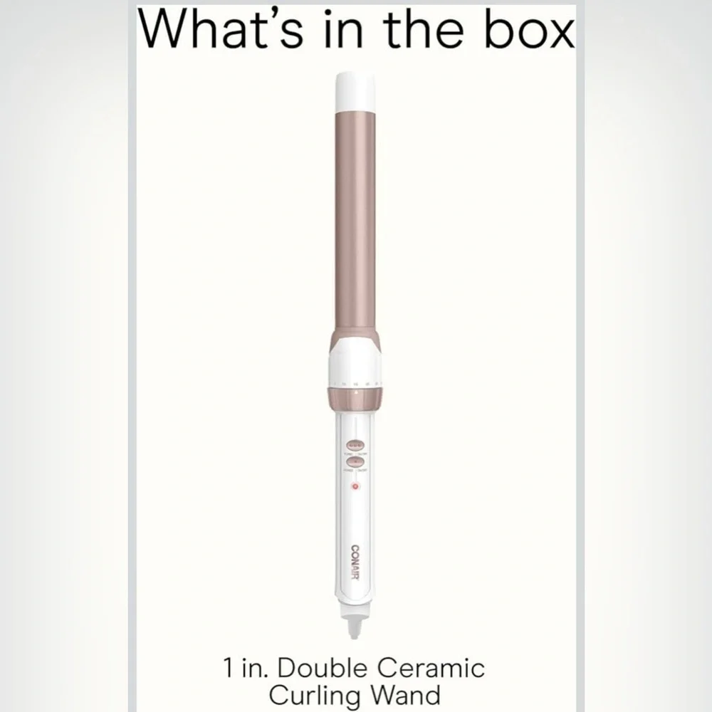 Conair Double Ceramic 1-Inch 30 Heat Setting Curling Iron, Turbo Heat .White NWT