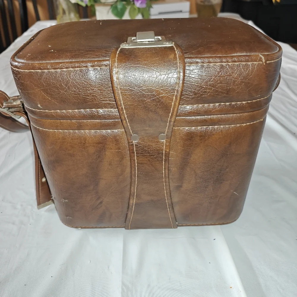 Vintage Brown Faux Leather Case with Buckle Strap Camera Storage Case