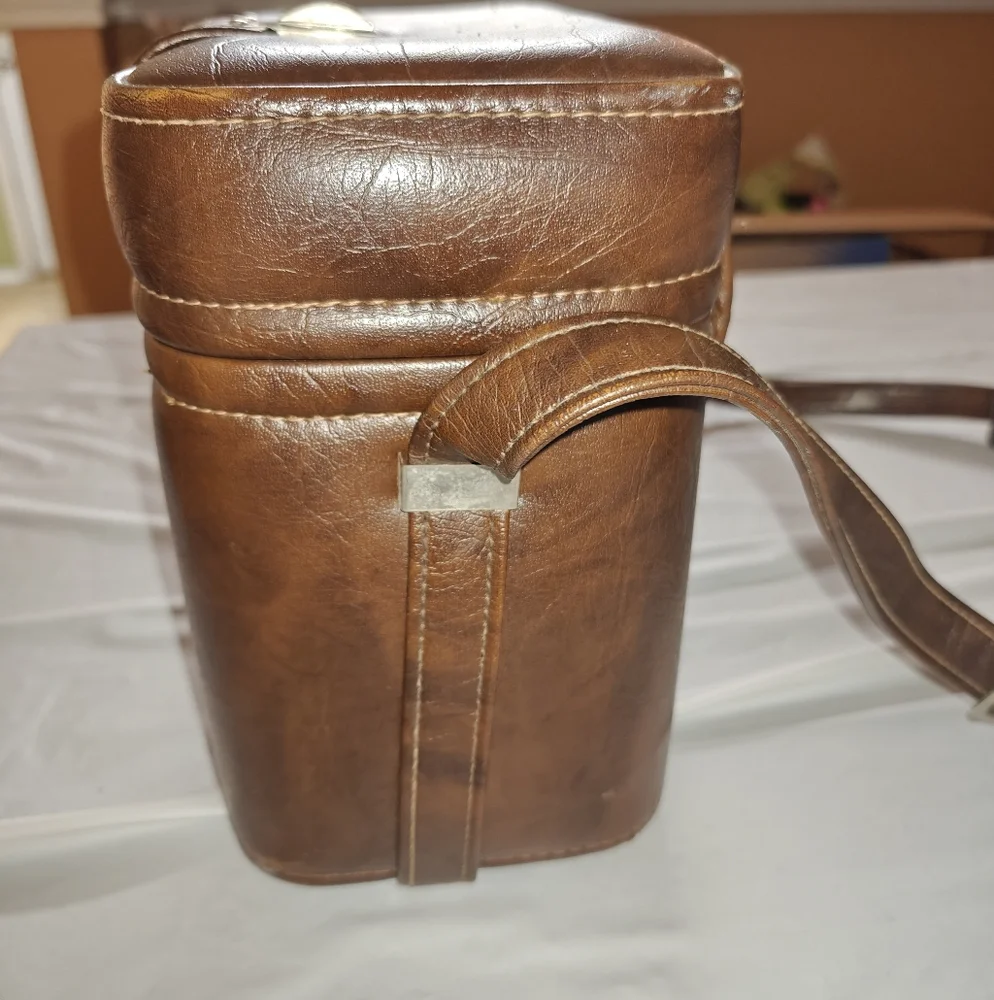 Vintage Brown Faux Leather Case with Buckle Strap Camera Storage Case