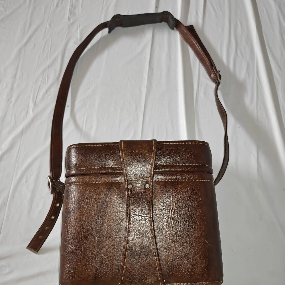 Vintage Brown Faux Leather Case with Buckle Strap Camera Storage Case