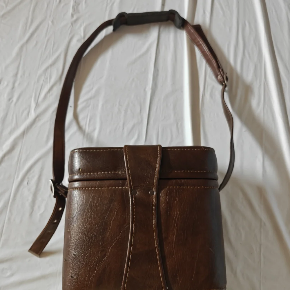 Vintage Brown Faux Leather Case with Buckle Strap Camera Storage Case