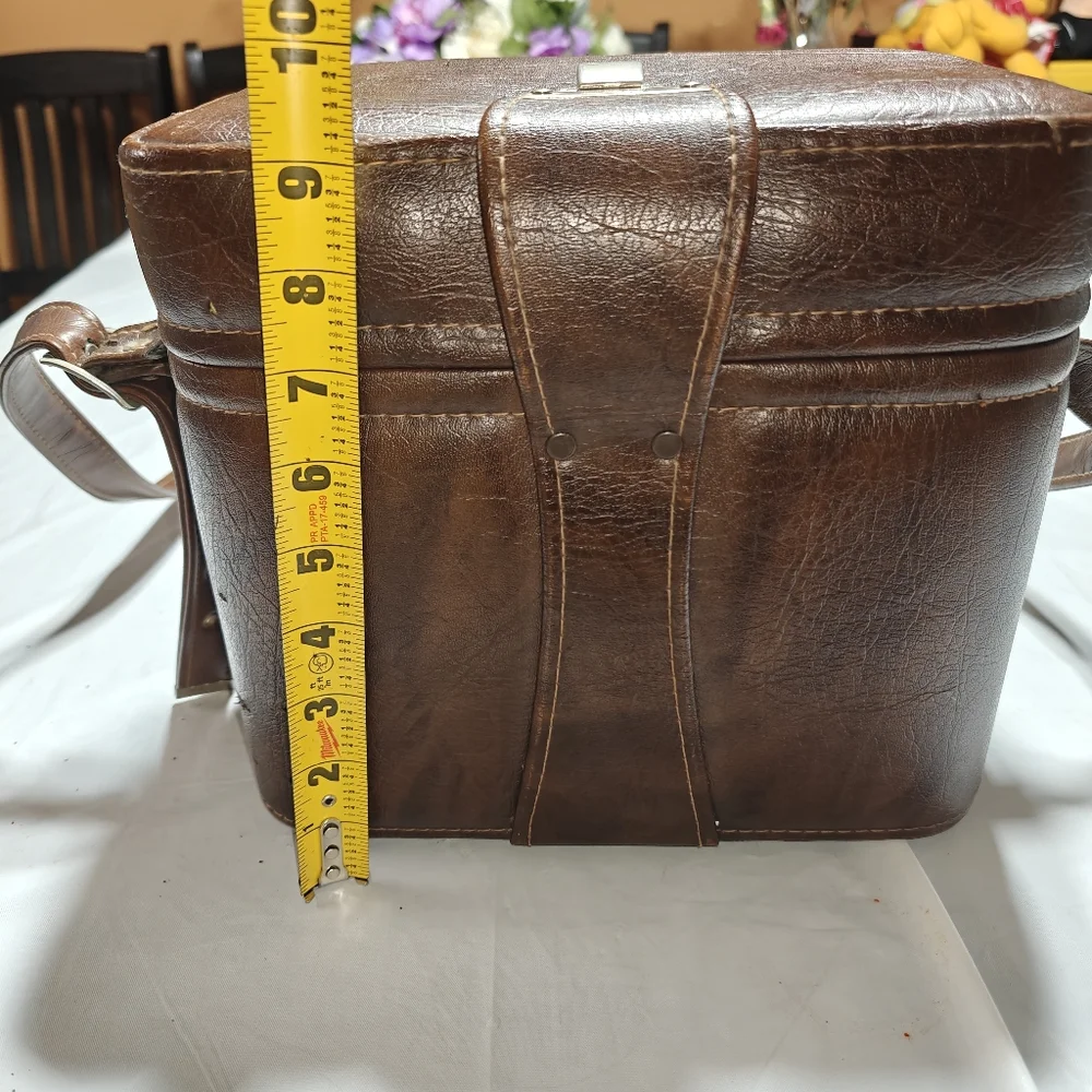 Vintage Brown Faux Leather Case with Buckle Strap Camera Storage Case