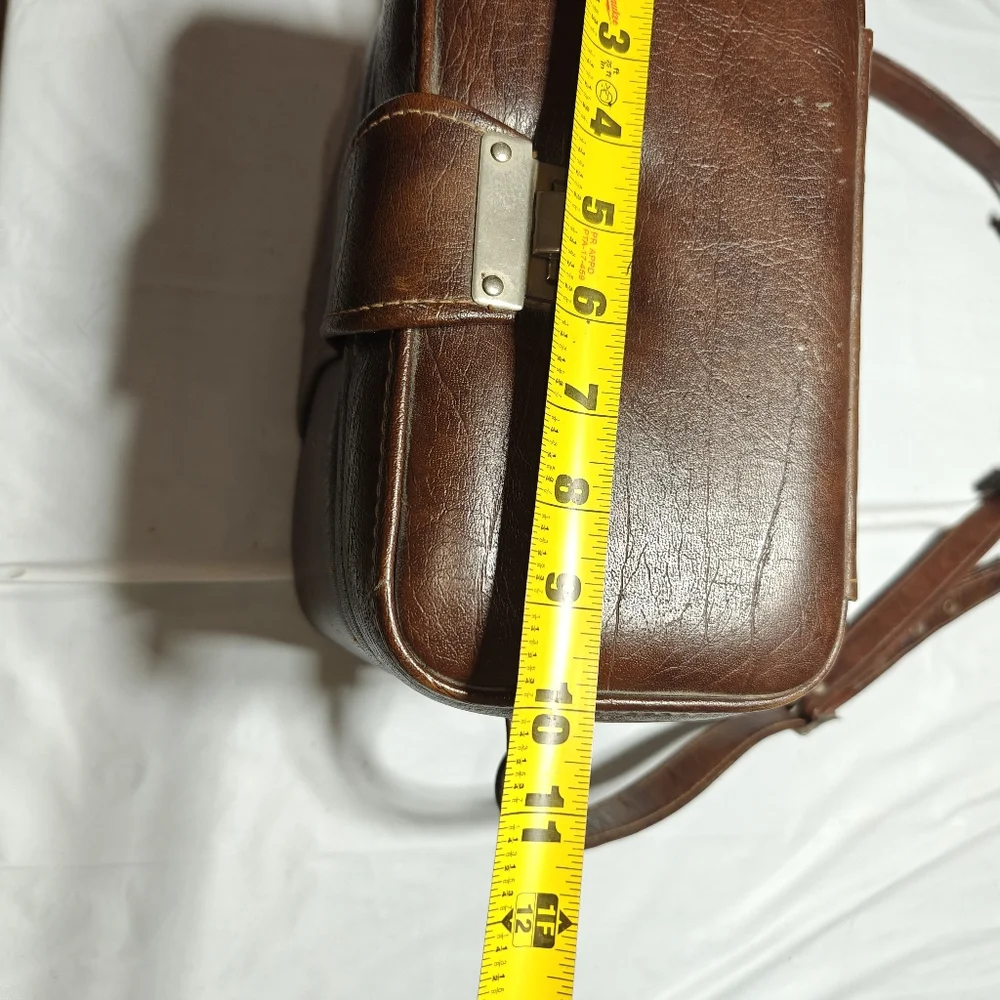 Vintage Brown Faux Leather Case with Buckle Strap Camera Storage Case