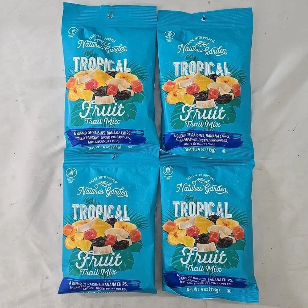 Nature's Garden Tropical Fruit Trail Mix Snack 4 Oz 4 Pack, Healthy Dried Fruit