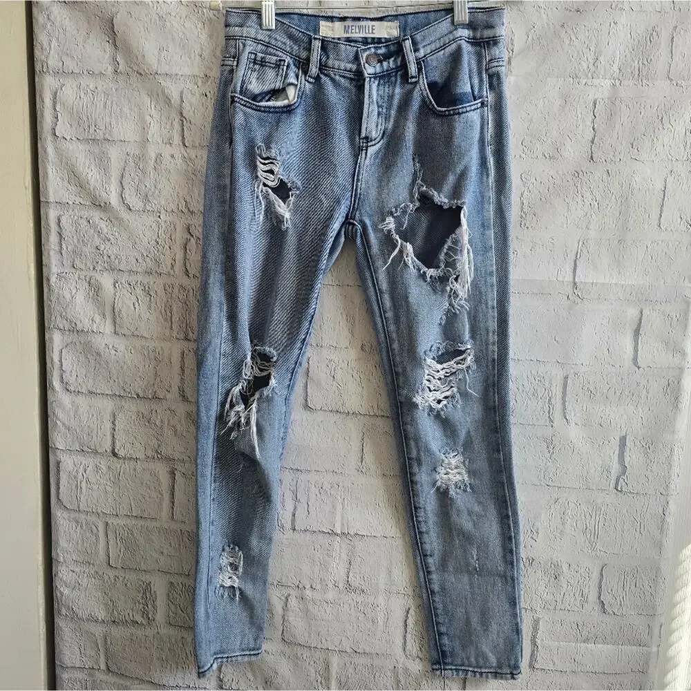 Brandy Melville Light Wash Distressed Skinny Jeans Women's 24