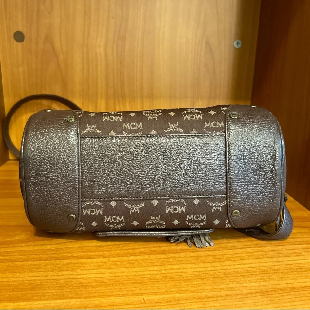 MCM 2way Cylinder/Papillon Crossbody/Shoulder Bag Brown