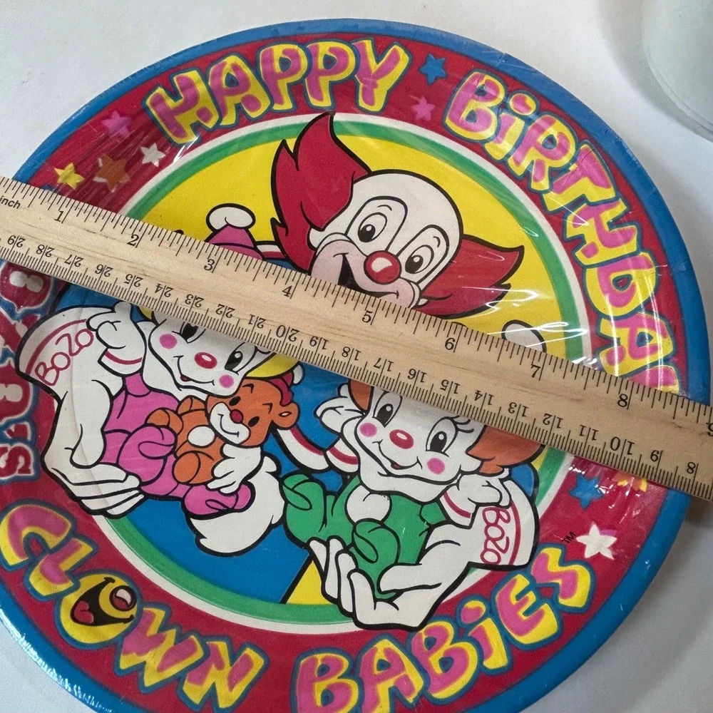 Vintage Bozo's Clown Birthday Babies Paper Plates Party Decoration 1992 NOS 8Qty