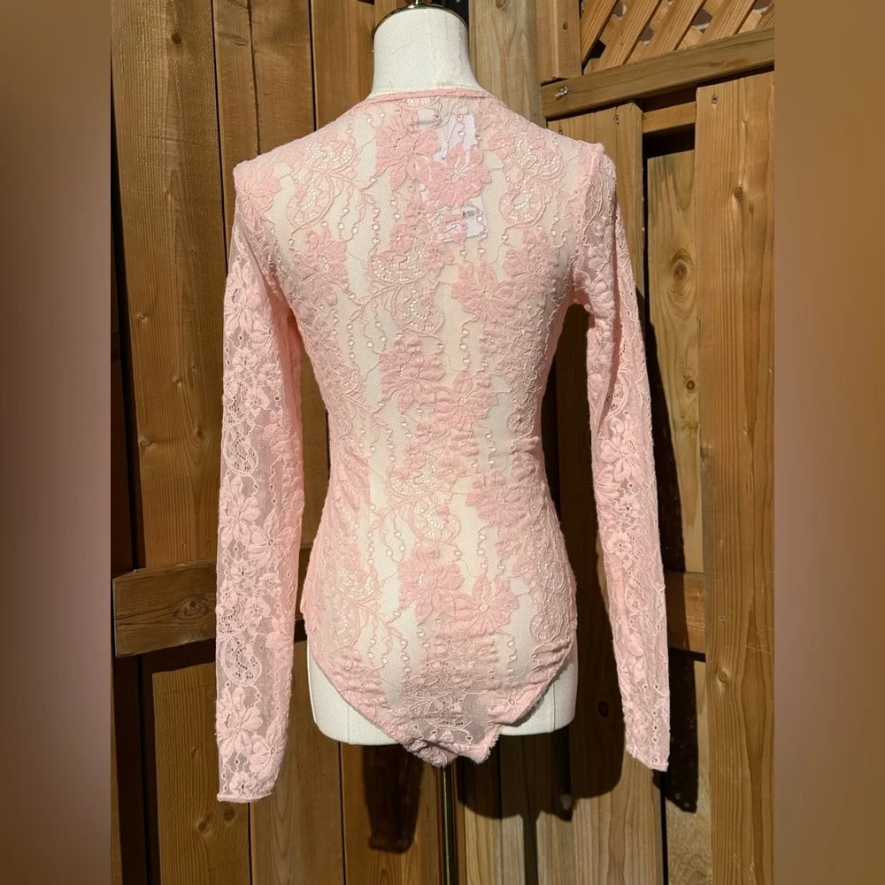 🆕 ZIMMERMANN 🧿 NWT Lace Long Sleeve Bodysuit, Blush - Sz 0 US 4