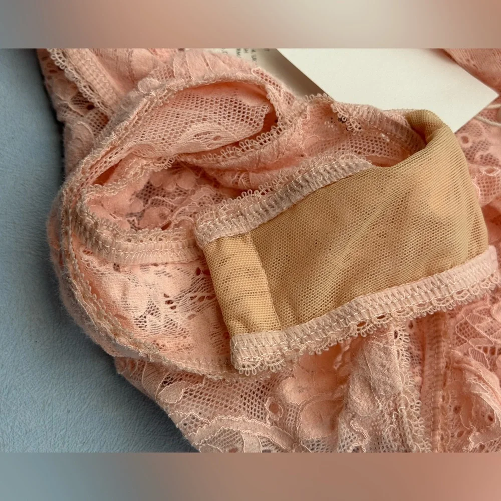 🆕 ZIMMERMANN 🧿 NWT Lace Long Sleeve Bodysuit, Blush - Sz 0 US 4