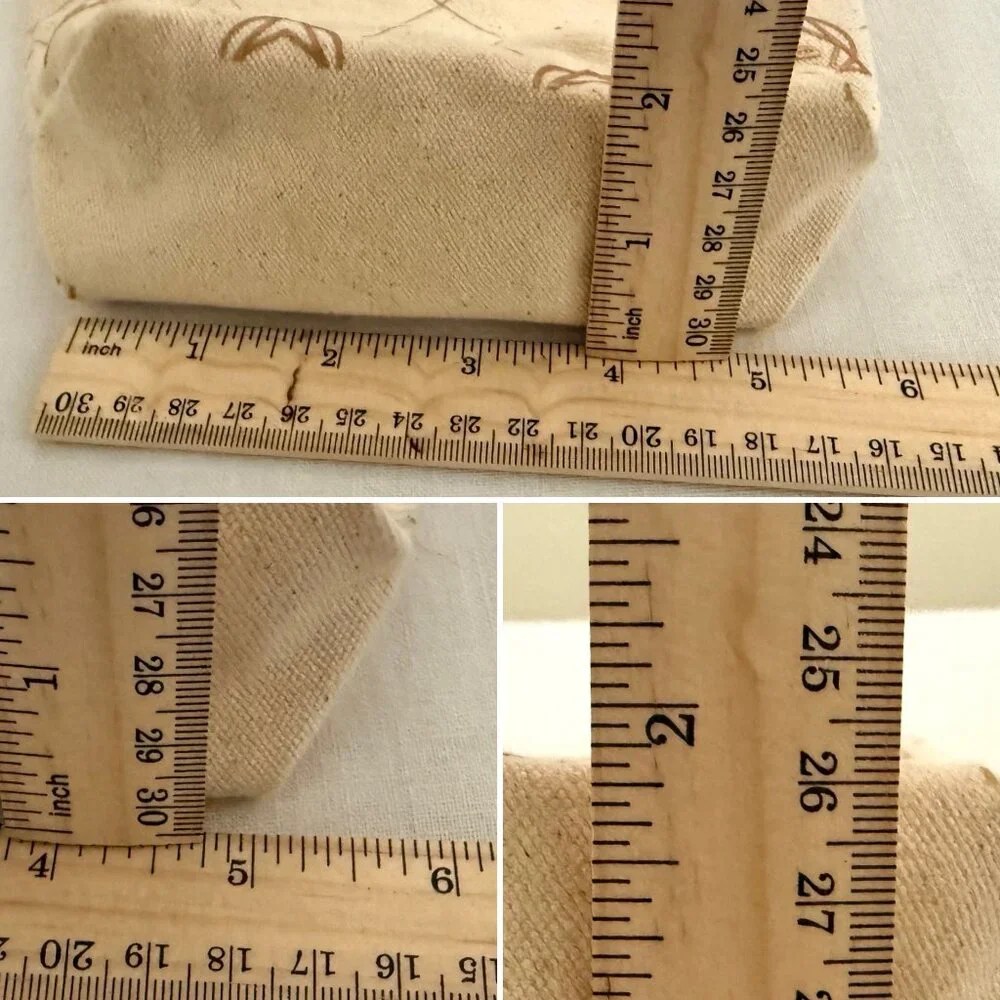 Small Beige Canvas Printed Pouch Cosmetic Bag 6x4x2 Inches Rose Gold Zipper