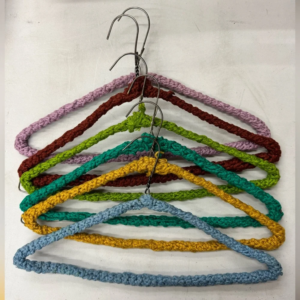 Colorful Vintage Crochet Knitted Hangers Lot