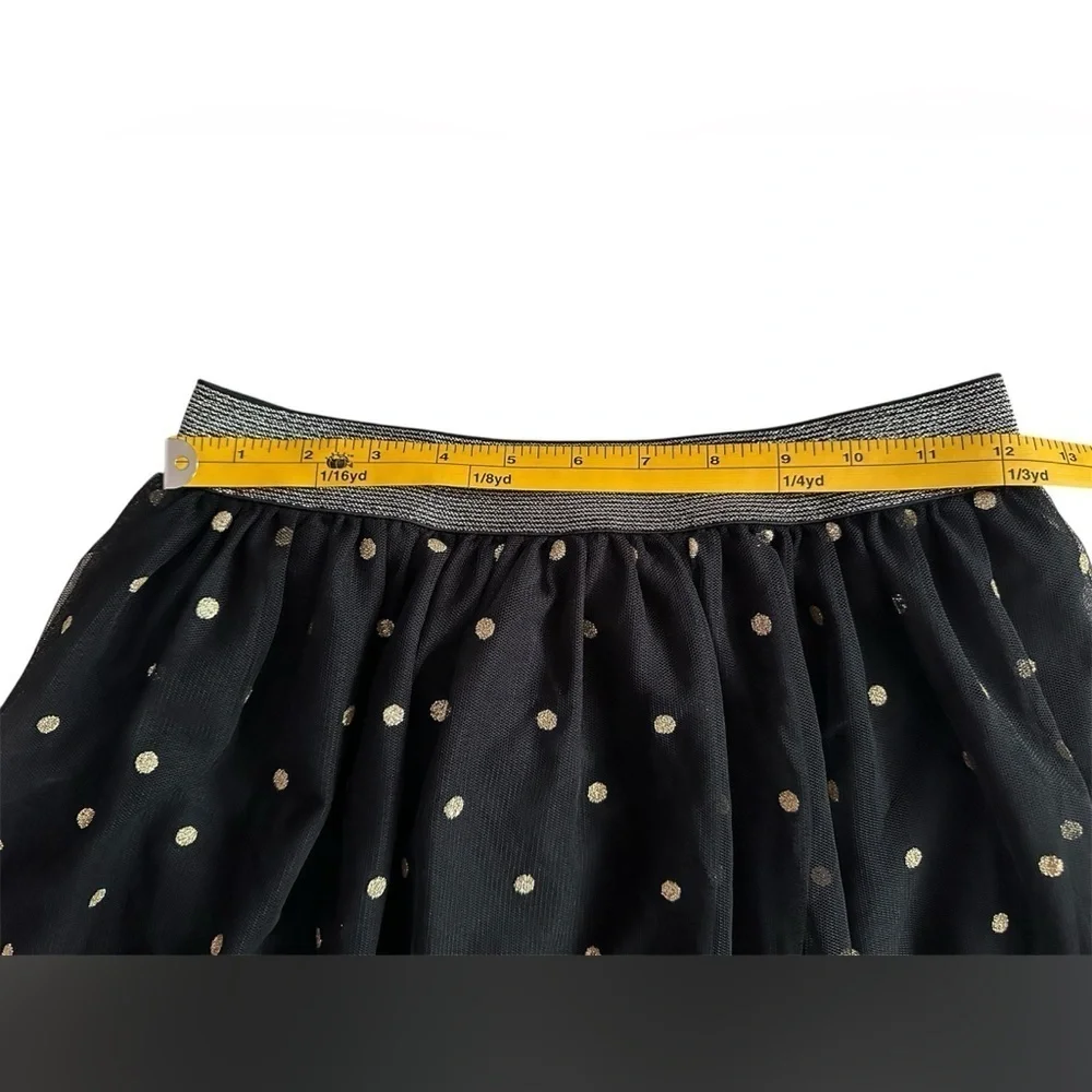 Xhilaration Girls XL 14-16 Blk tulle Skirt w lining & Gold polka dots & lining