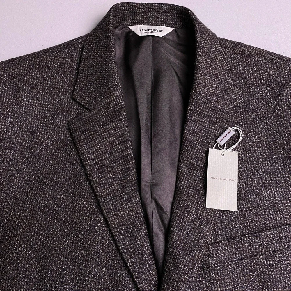 NEW Pronto Uomo Blazer Sport Coat 44R Mens 100% Lambswool Brown