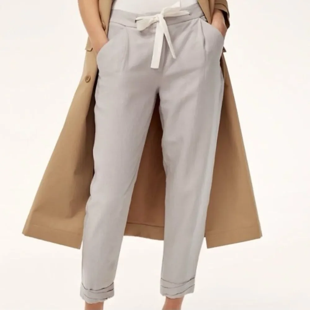 Aritzia Wilfred Allant Cropped Linen Pant in Ashen Grey Size 00