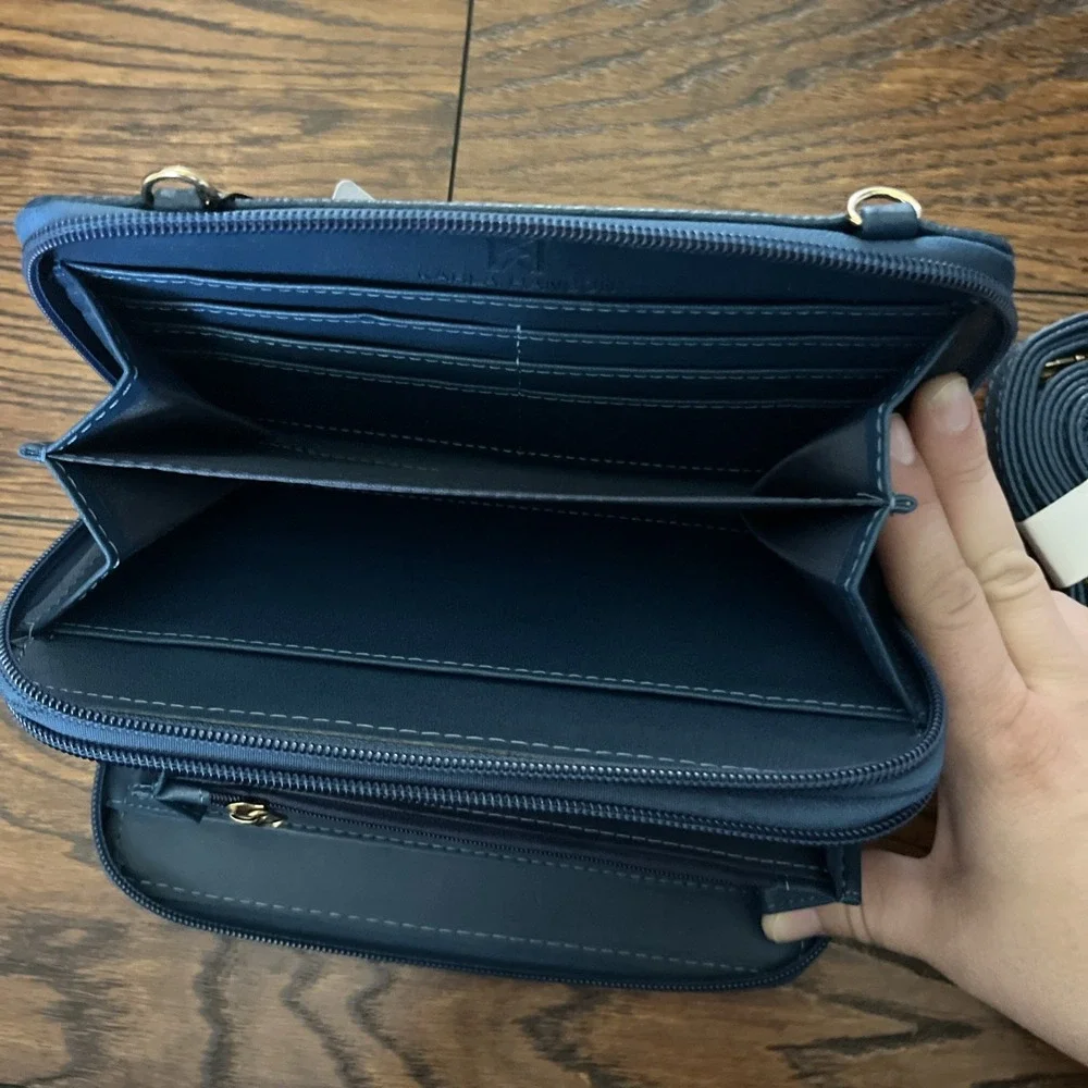 KARLA HANSON U13661 Ellen RFID Blocking Navy Blue Woven Crossbody Phone Wallet
