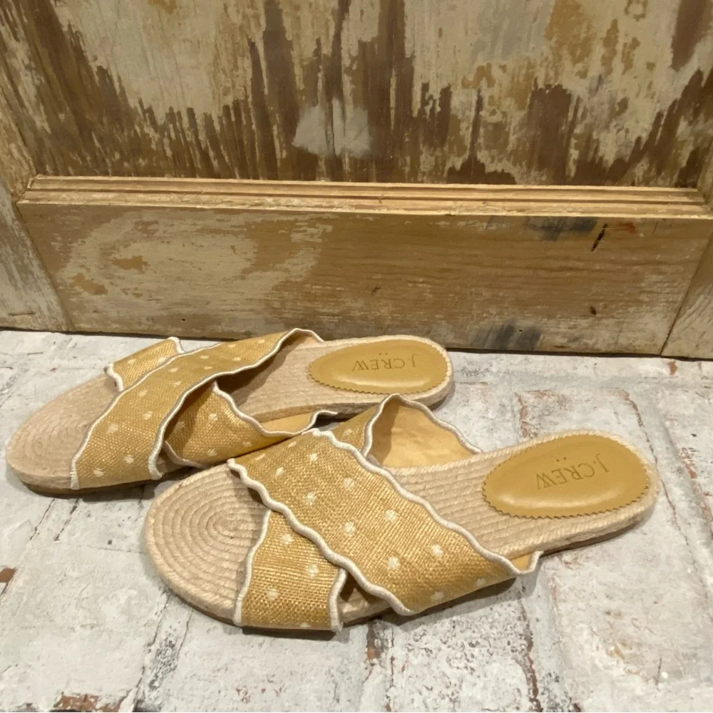 J Crew  scalloped polka dot espadrilles, size 8
