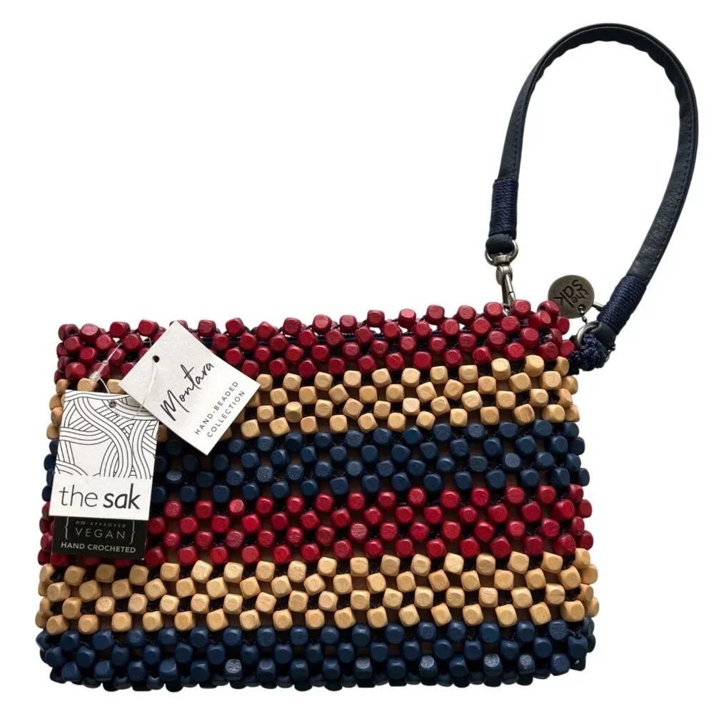 The Sak Hand Beaded Wristlet Clutch Bag Vegan Montana Collection