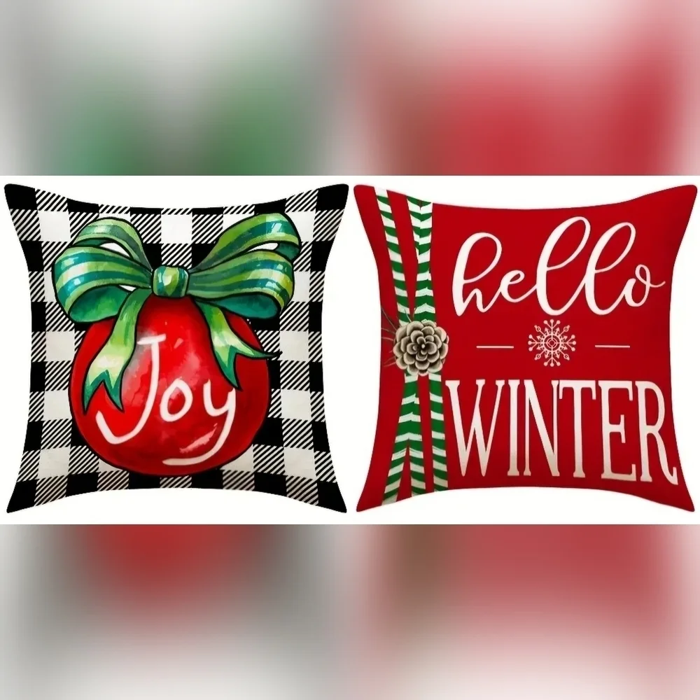 SET OF 2 CHRISTMAS THROW PILLOW COVERS. BRAND NEW