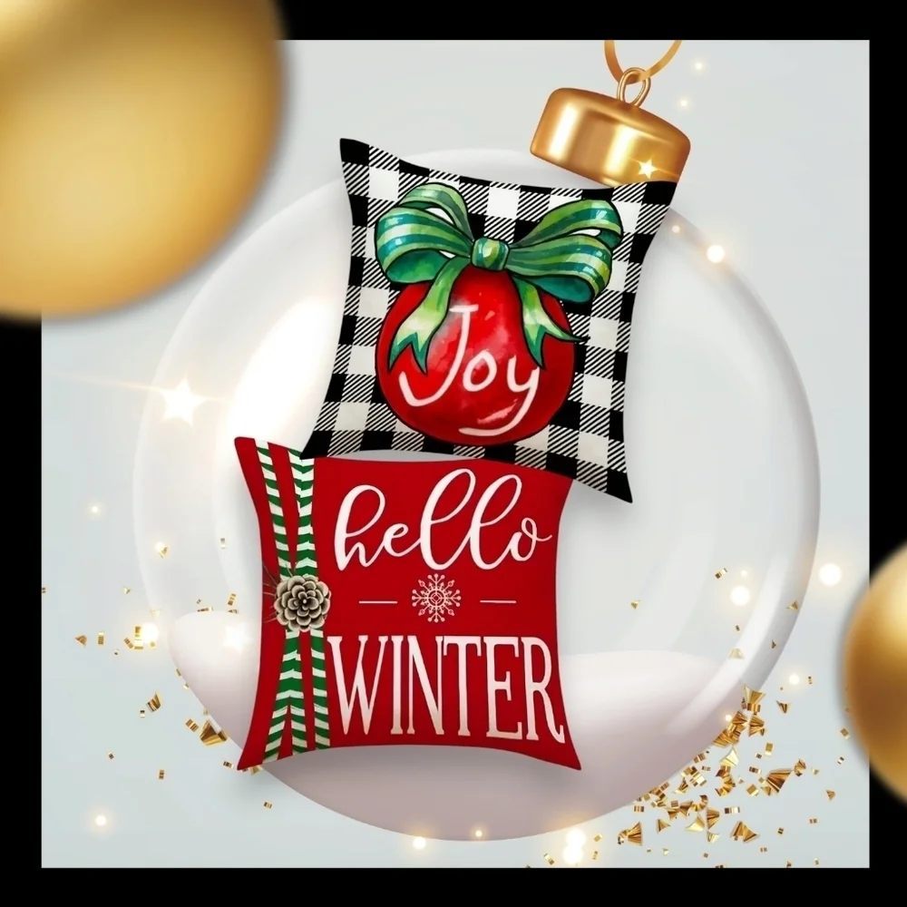 SET OF 2 CHRISTMAS THROW PILLOW COVERS. BRAND NEW