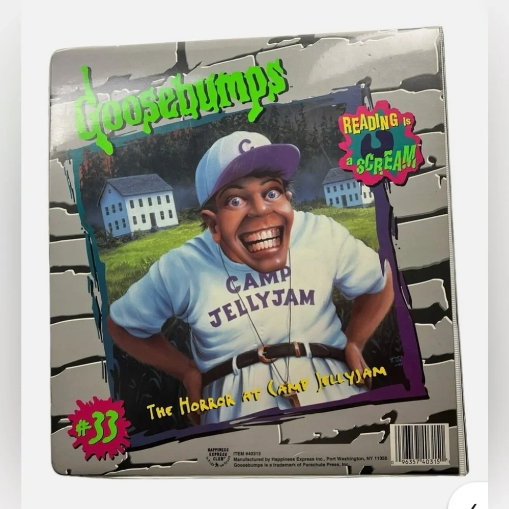 Vintage R.L. Stine Goosebumps Camp Jellyjam 3 Ring Binder Scary Fun Horror Y2K