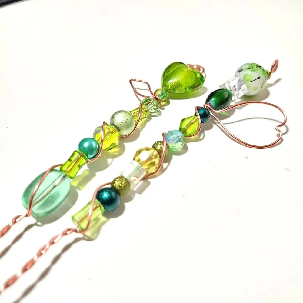 Fairy Garden Stake 058Lg#Fs Beaded Fairy wands plant stakes suncatcher plant de