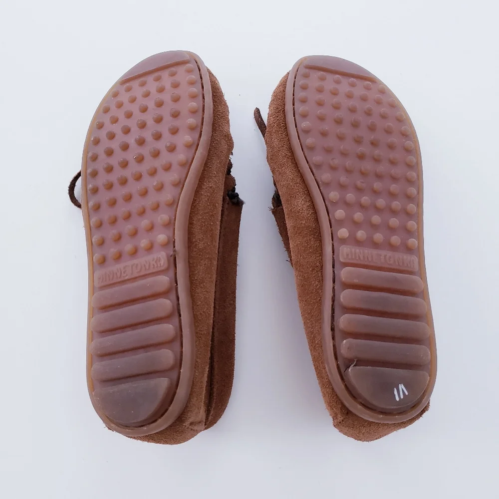 Minnetonka Leopard Print Slip on Moccasins Loafers Kids Size 3