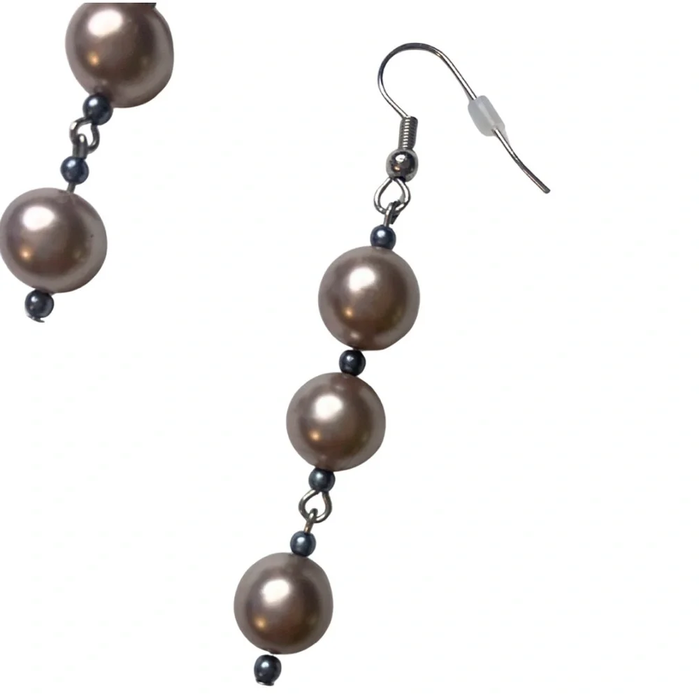 2/$30 NY&C Faux Pearl Pink Silver Drop Earring Dangling Dainty Romantic Coquette