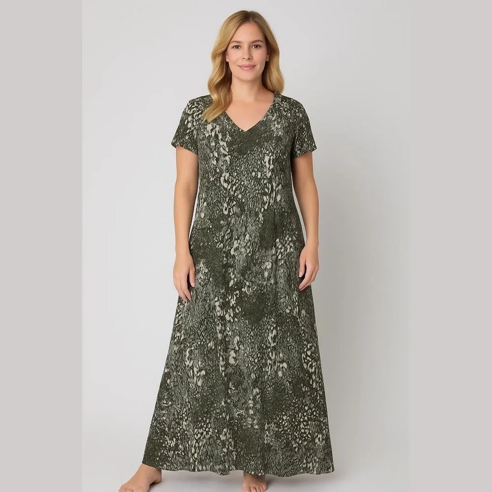 Belle by Kim Gravel Print V-Neck Maxi Dress XXS Approx 47