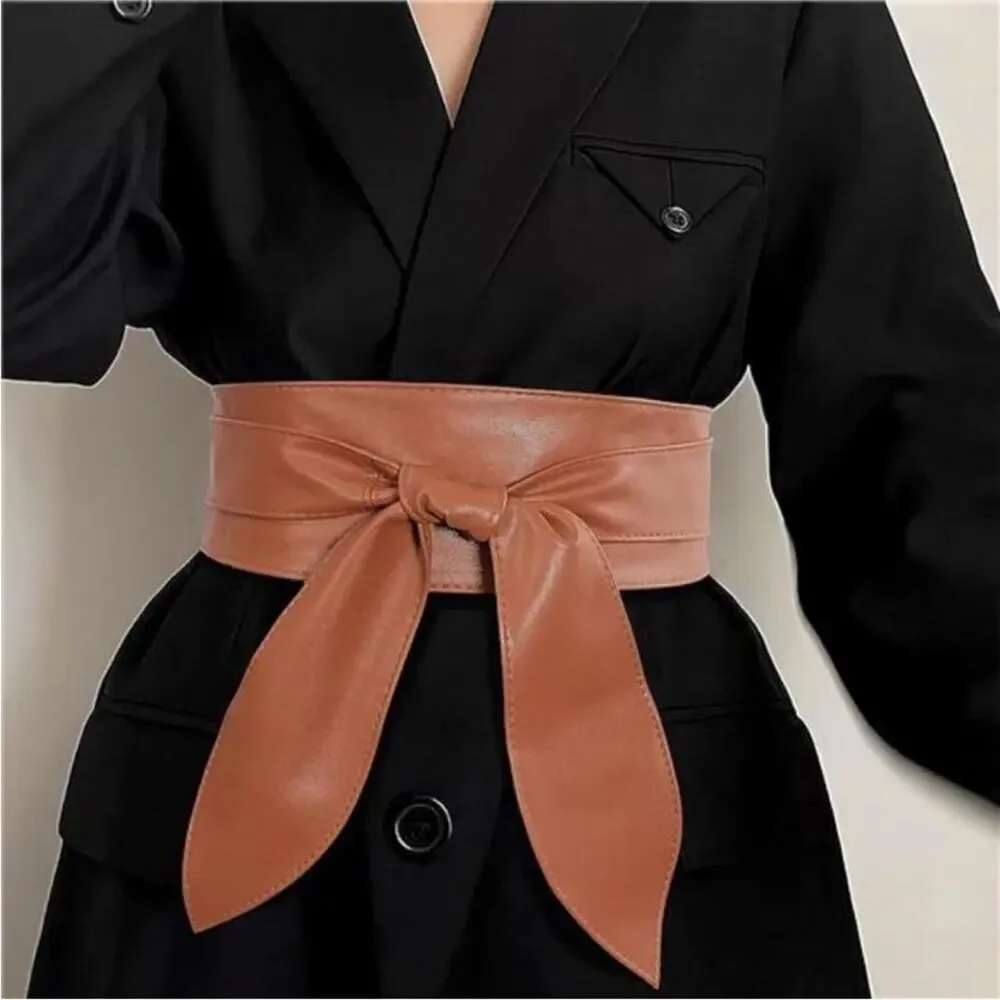 2/$30 Obi Belt Wide Wrap Around Waist Boho Gypsy Self Tie Brown Cinched Corset