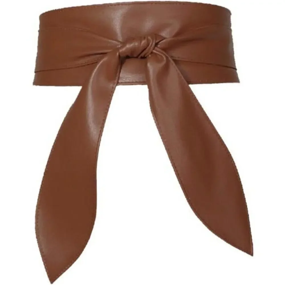 2/$30 Obi Belt Wide Wrap Around Waist Boho Gypsy Self Tie Brown Cinched Corset