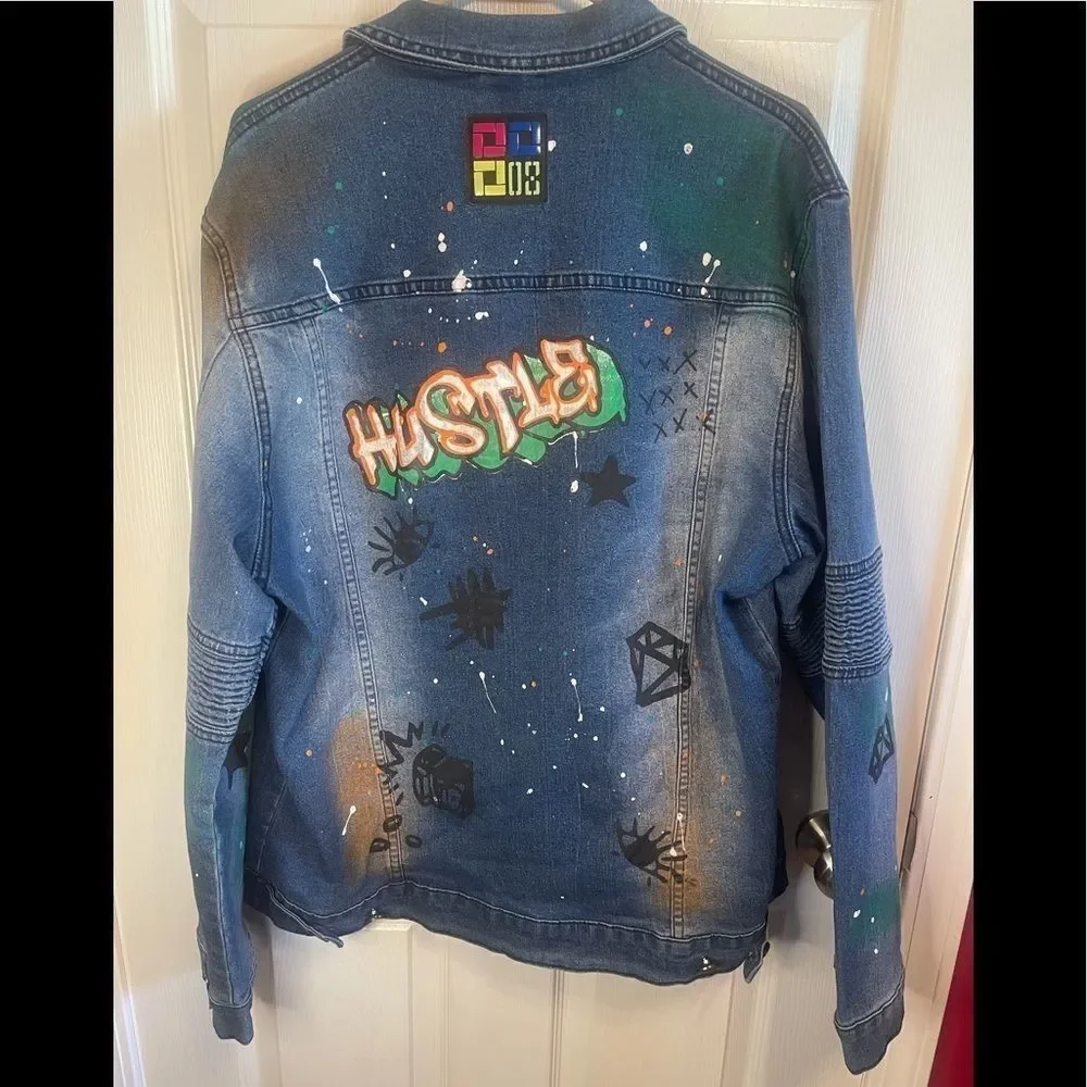 Demolition brand graffiti jean jacket sz XL