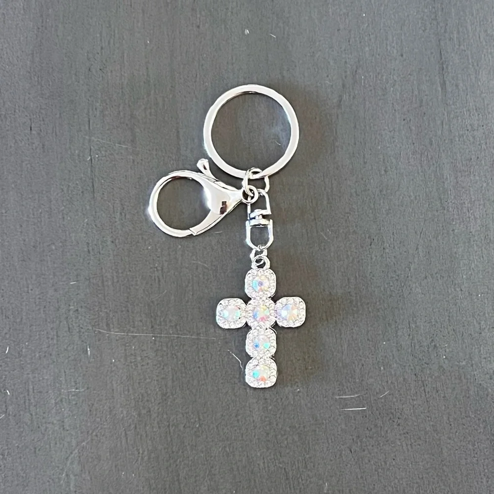 Silver Cross Allover Auror Borealis Rhinestone 4