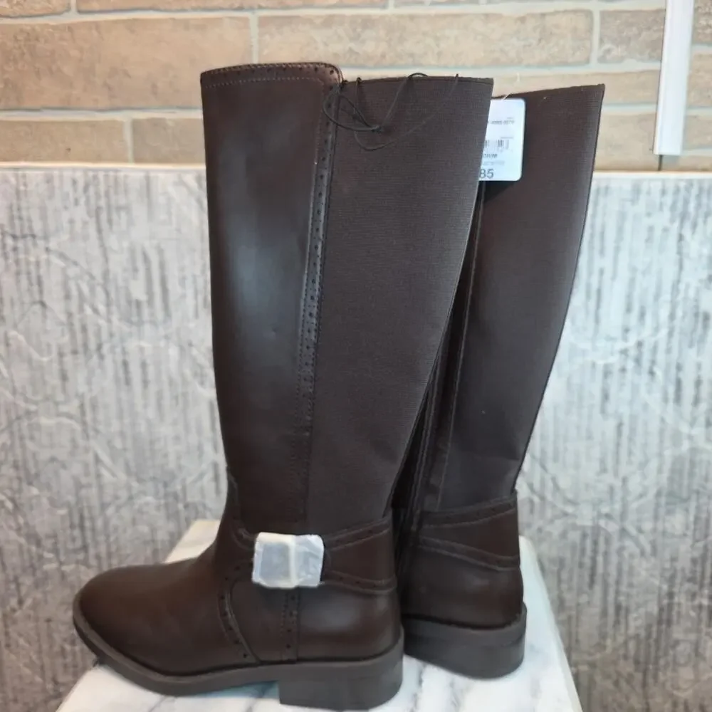 St John's Bay Toyson Knee Boots Women's Chocolate Brown Side Zip Sz 8M